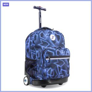 Rolling Backpack with Wheels, Convertible, Water Resistant Polyester